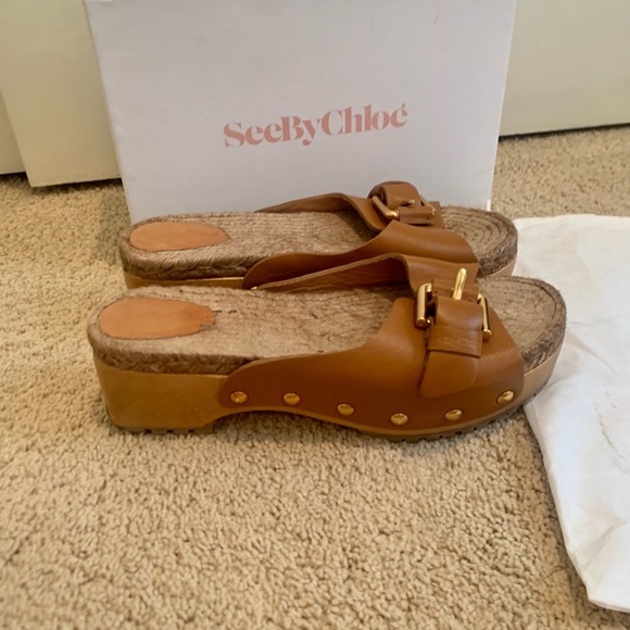 See by Chloe. Joline Buckle-Accented Leather Clogs (size 40) - Picture 9 of 13